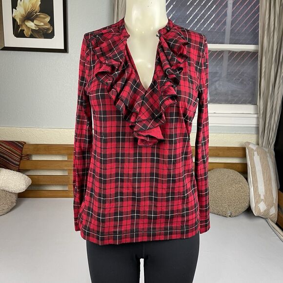 Lauren Ralph Lauren Tops - Lauren Jeans Co. Ralph Lauren Long Sleeve Blouse Women's PM Red Plaid Ruffle